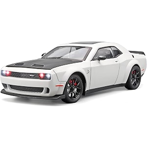 vbe compatible for 124 dodge challenger srt toy car model diecast collectible pull back model car with sound and light toy gift vehicles for adults kids boys girls whiteblack 