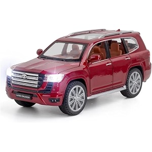 vbe compatible for 124 land cruiser lc300 toy car model diecast collectible pull back model car with sound and light toy gift vehicles for adults kids boys girlsred