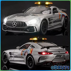 vbe compatible for 124 marcedes safety car f1 toy car model diecast collectible pull back model car with sound and light toy gift vehicles for adults kids boys girlssilver