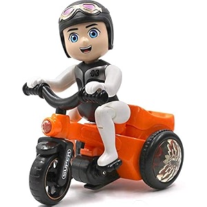 vbe musical stunt bicycle toy with sound amp flashing lights for kids orange