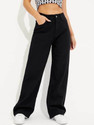 VBEAUTY Wide Leg Women Black Jeans