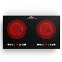 VBGK Electric cooktop,110V 24 inch 2 Burner Electric Cooktop,Built-in and Countertop Stove Top,3000W Stove,9 Power Levels, Kids Lock &amp; Timer,LED touch control,Overheat Protection