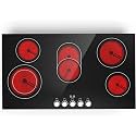 VBGK Electric cooktop 36 inch,240V 8600W 36 inch Induction Cooktop,Built-in and Countertop Electric Stove Top,Knob Control 9 Heating Level Timer &amp; Kid Safety Lock
