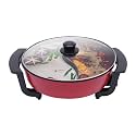VBM Electric Griddle Skillet Shabu Shabu Hot Pot Nonstick Cooking Frying Pan 2 Flavor Wok Fast Rapid Heat,Barbeque Hotpot with Temperature Control & Glass Lid (Divided)| Soup Pot