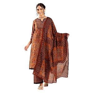 Vbuyz Womens Ajrakh Print With Sequin Work