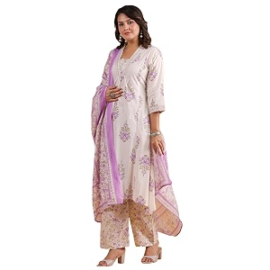 Vbuyz Women Floral Print With Mirror Work