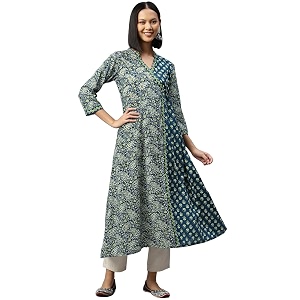 Vbuyz Womens Paisley Print with Embroidery A-line