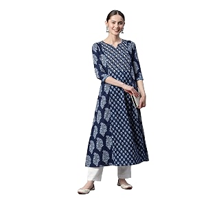 Vbuyz Womens Paisley Print with Embroidery A-line