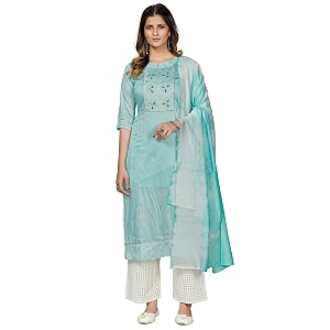 Vbuyz Womens Printed Embroidered Straight Cotton