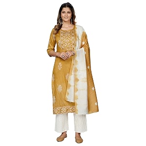 Vbuyz Womens Printed Embroidered Straight Cotton