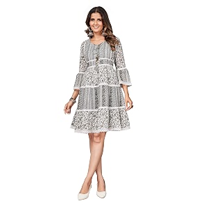Vbuyz Womens Printed Flared Cotton Stitched Dress