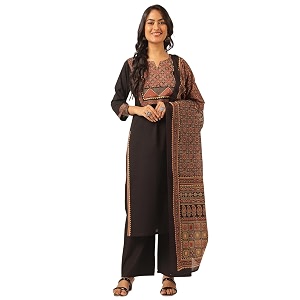 Vbuyz Women Ajrakh With Yoke design Cotton