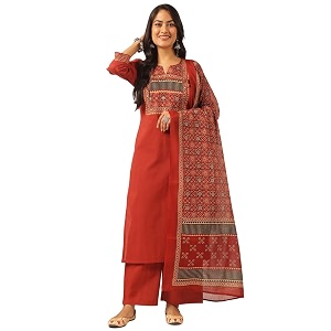 Vbuyz Women Ajrakh With Yoke design Cotton