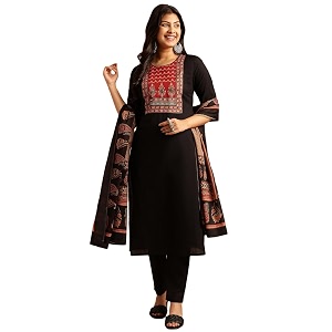Vbuyz Women Ajrakh With Yoke design Cotton