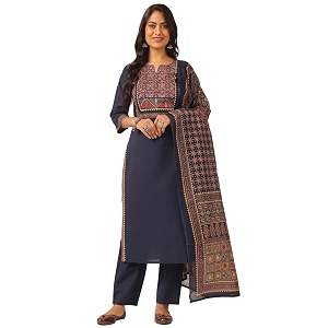 Vbuyz Women Ajrakh With Yoke design Cotton