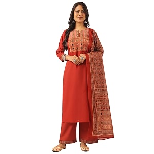 Vbuyz Women Ajrakh With Yoke design Cotton