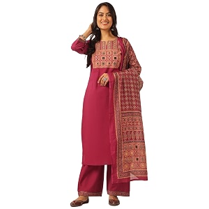 Vbuyz Women Ajrakh With Yoke design Cotton