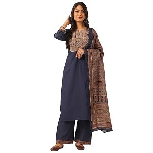 Vbuyz Women Ajrakh With Yoke design Cotton