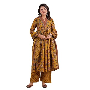 Vbuyz Women Floral Print With Mirror Work