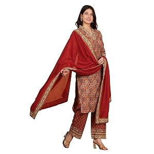 Vbuyz Women Floral Print With Mirror Work