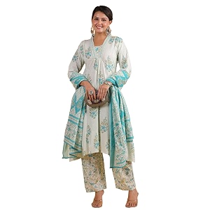 Vbuyz Women Floral Print With Mirror Work