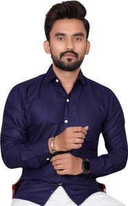 VC Fashion Men Solid Formal Blue Shirt