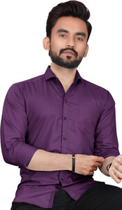 VC Fashion Men Solid Formal Purple Shirt