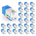 VCE UL Listed Cat6 Keystone Jacks 10Gbps 25-Pack, Blue