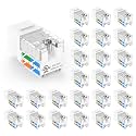 VCE UL Listed Cat6 Keystone Jacks 10Gbps 25-Pack, White
