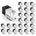 VCE UL Listed Cat6 Keystone Jacks 10Gbps 25-Pack, Black