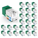 VCE UL Listed Cat6 Keystone Jacks 10Gbps 25-Pack, Green