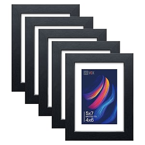 VCK 5x7 Picture Frames Black WoodGlassPhoto Gallery