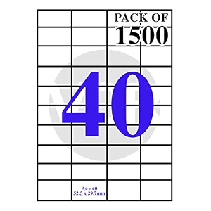 vcr a4 size white self adhesive labelsticker for printer injectcopierlaser - 40 sticker per sheet - 1500 sheets pack