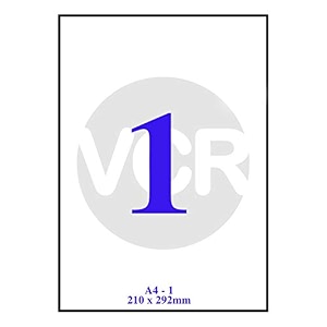 vcr a4 size white self adhesive labelsticker for printer injectcopierlaser - 1 sticker per sheet - 25 sheets pack