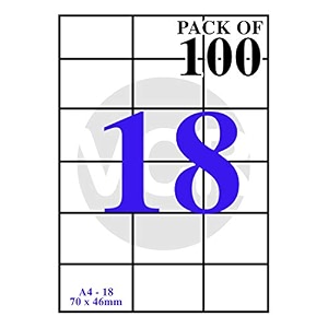 vcr a4 size white self adhesive labelsticker for printer injectcopierlaser - matte - 18 sticker per sheet - 100 sheets pack