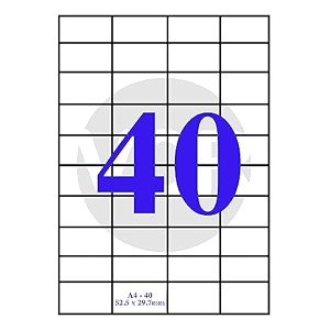 vcr a4 size white self adhesive labelsticker for printer injectcopierlaser - 40 sticker per sheet - 50 sheets pack