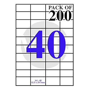 vcr a4 size white self adhesive labelsticker for printer injectcopierlaser - 40 sticker per sheet - 200 sheets pack