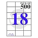 VCR A4 Size White Self Adhesive Label/Sticker for Printer (Inject/Copier/Laser) - 18 Sticker Per Sheet - 500 Sheets Pack
