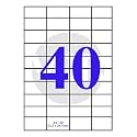VCR A4 Size White Self Adhesive Label/Sticker for Printer (Inject/Copier/Laser) - 40 Sticker Per Sheet - 50 Sheets Pack