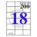 VCR A4 Size White Self Adhesive Label/Sticker for Printer (Inject/Copier/Laser) - 18 Sticker Per Sheet - 200 Sheets Pack