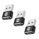 USB Type C Female to USB Male A Adapter, 5 Units Pack, Black Mini USB C Type Adapter Charger, Charging Cable Adapter for All Mobile Devices, Laptops, MacBooks and iPad