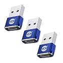 USB Type C Female to USB Male A Adapter, 5 Units Pack, Black Mini USB C Type Adapter Charger, Charging Cable Adapter for All Mobile Devices, Laptops, MacBooks and iPad