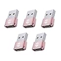 USB Type C Female to USB Male A Adapter, 5 Units Pack, Black Mini USB C Type Adapter Charger, Charging Cable Adapter for All Mobile Devices, Laptops, MacBooks and iPad