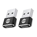 USB Type C Female to USB Male A Adapter, 5 Units Pack, Black Mini USB C Type Adapter Charger, Charging Cable Adapter for All Mobile Devices, Laptops, MacBooks and iPad