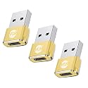 USB Type C Female to USB Male A Adapter, 5 Units Pack, Black Mini USB C Type Adapter Charger, Charging Cable Adapter for All Mobile Devices, Laptops, MacBooks and iPad