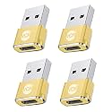 USB Type C Female to USB Male A Adapter, 5 Units Pack, Black Mini USB C Type Adapter Charger, Charging Cable Adapter for All Mobile Devices, Laptops, MacBooks and iPad