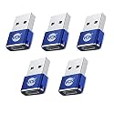 USB Type C Female to USB Male A Adapter, 5 Units Pack, Black Mini USB C Type Adapter Charger, Charging Cable Adapter for All Mobile Devices, Laptops, MacBooks and iPad