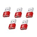 USB Type C Female to USB Male A Adapter, 5 Units Pack, Black Mini USB C Type Adapter Charger, Charging Cable Adapter for All Mobile Devices, Laptops, MacBooks and iPad