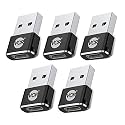 USB Type C Female to USB Male A Adapter, 5 Units Pack, Black Mini USB C Type Adapter Charger, Charging Cable Adapter for All Mobile Devices, Laptops, MacBooks and iPad
