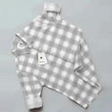 vdlooks Men Checkered Casual Grey White Shirt